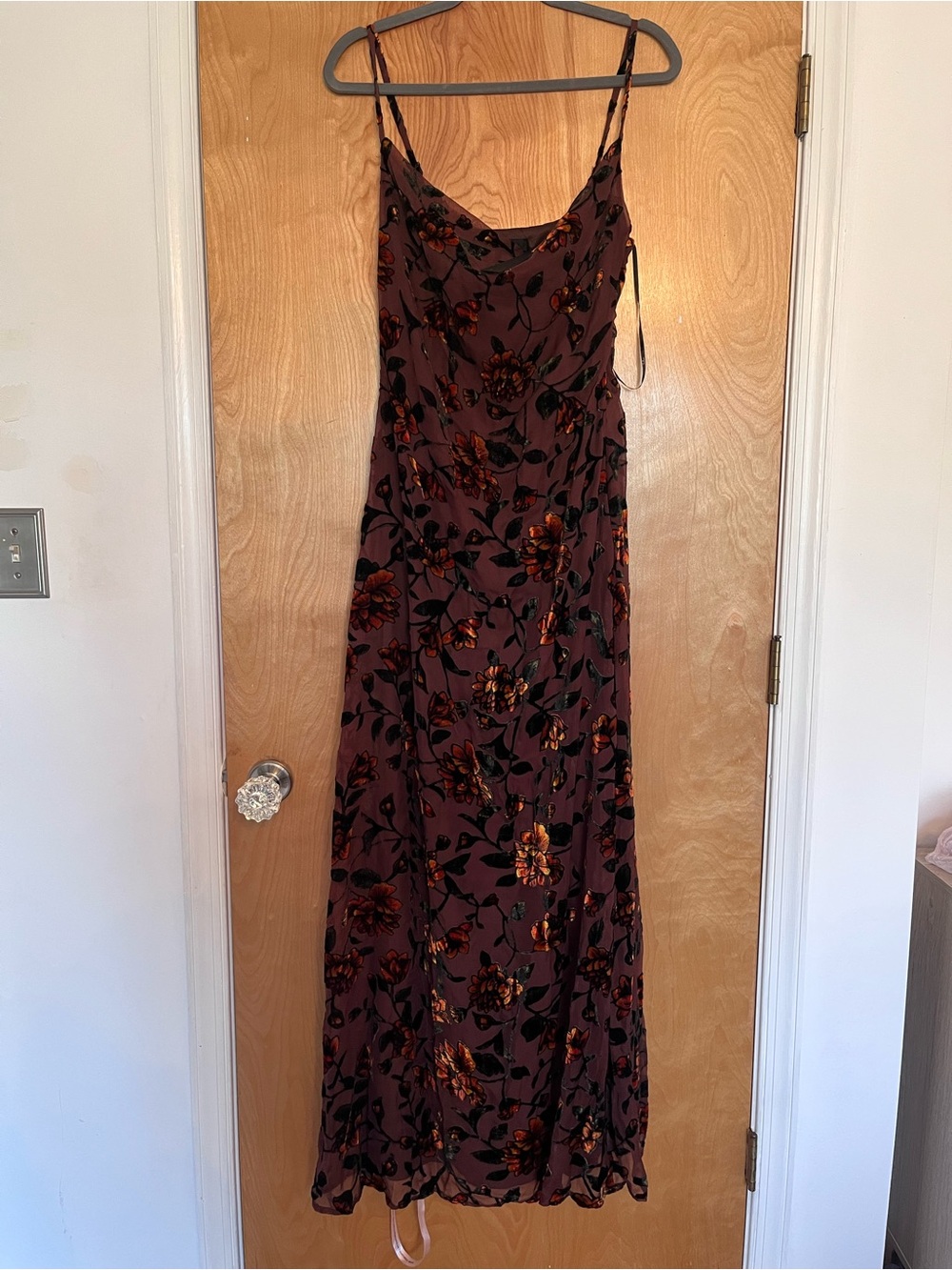 Lulu's Brown Floral Velvet Maxi Dress - Picture 5 of 10
